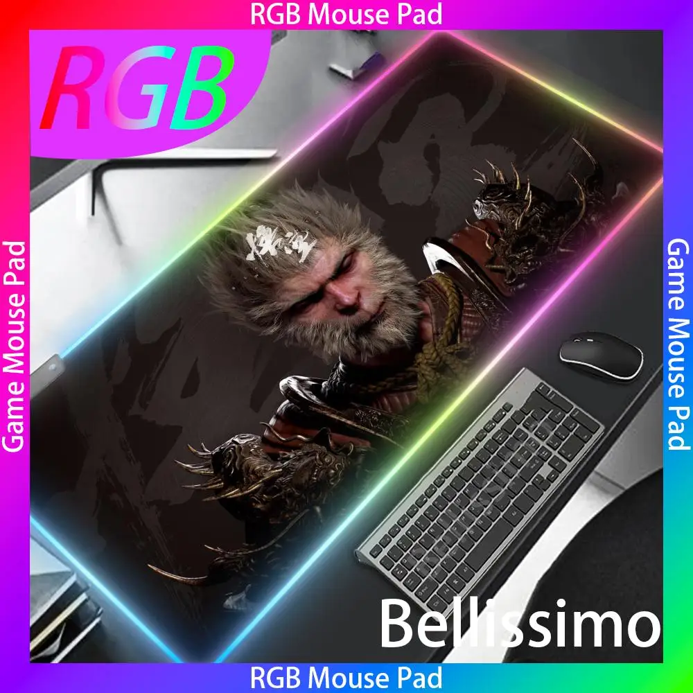 Черный миф WuKong коврик для мыши RGB светящийся 1000x500 мм большой Настольный с