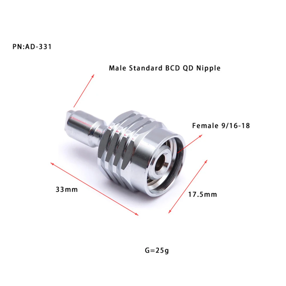 

OSR SPORTS Scuba Diving Regulator Adaptor Connection Quick Release AD-331 6-9-18 Female And Standard BCD Low Pressure Male