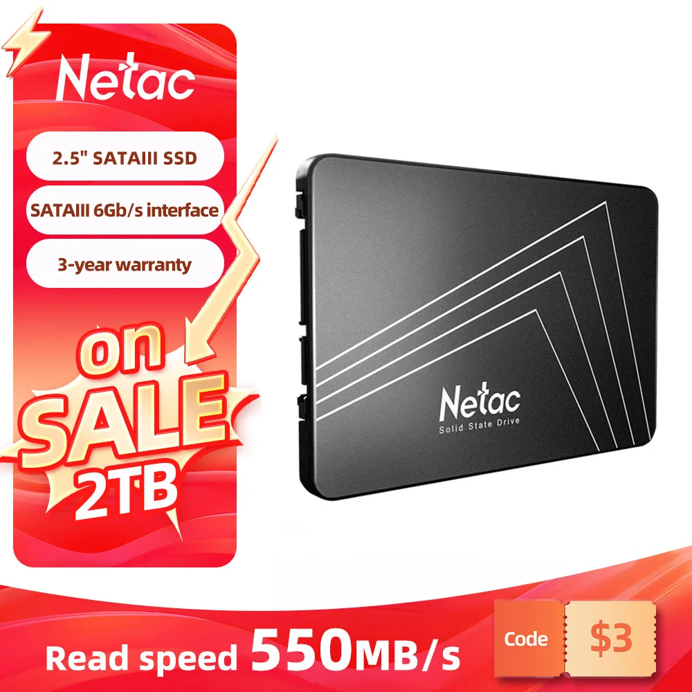 Жесткий диск Netac SSD N530S 2 5 дюйма SATA3 550 Мб/с