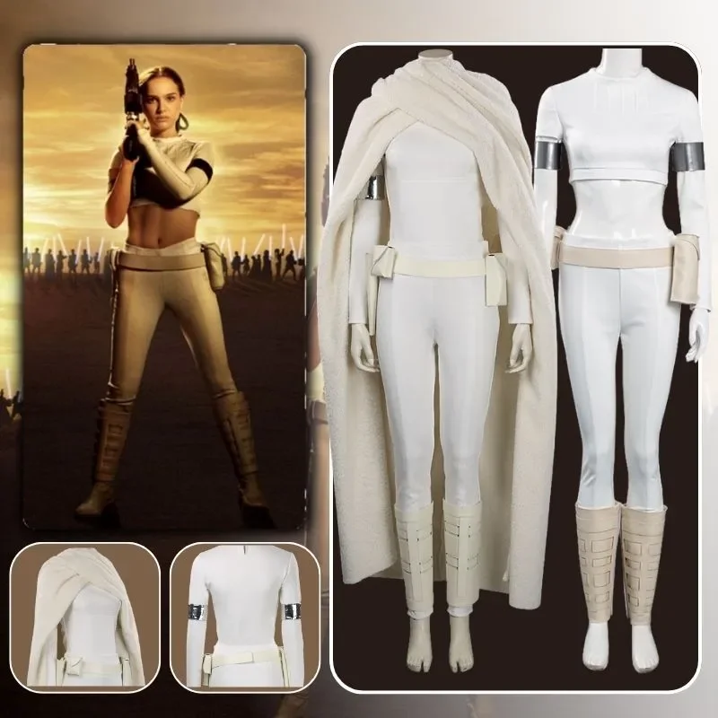 

Padme Amidala Cosplay Fantasia Costume Disguise Adult Women Uniform Cloak Top Pants Outfits Female Halloween Costumes