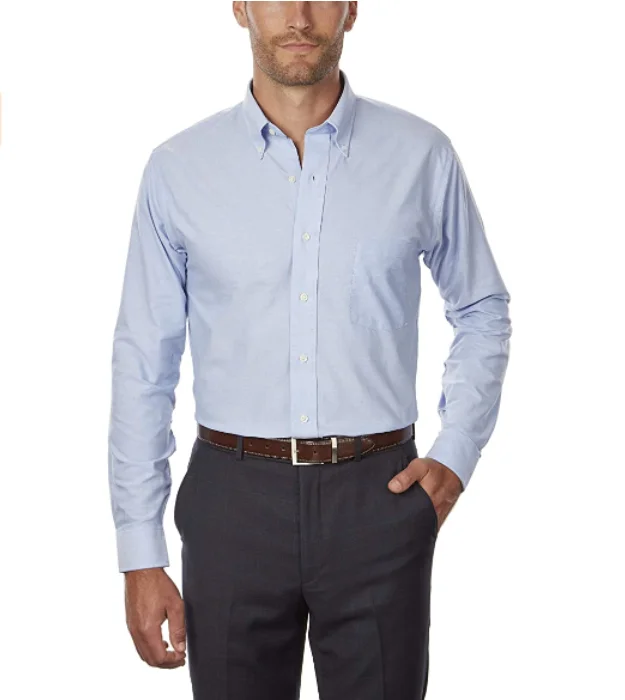 

Men's Dress Shirt Regular Fit Oxford Solid Buttondown Collar Men Long Sleeve Cargo Shirts High Quality Clothing