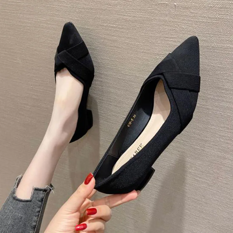 Elegant Office Ladies Shoes Women Flats Spring Summer Woman Boat Shoes Flat Pointed toe Black Red Big Size 41