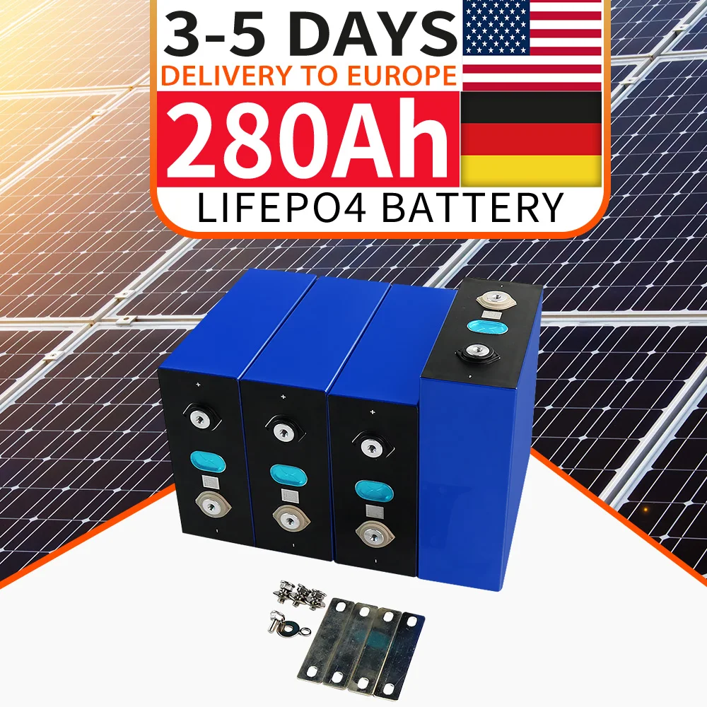 

3.2V 280Ah Lifepo4 Battery 1-4PCS Rechargeable Lithium Iron Phosphate Battery Pack Solar Energy Storage System Fast Delivery EU