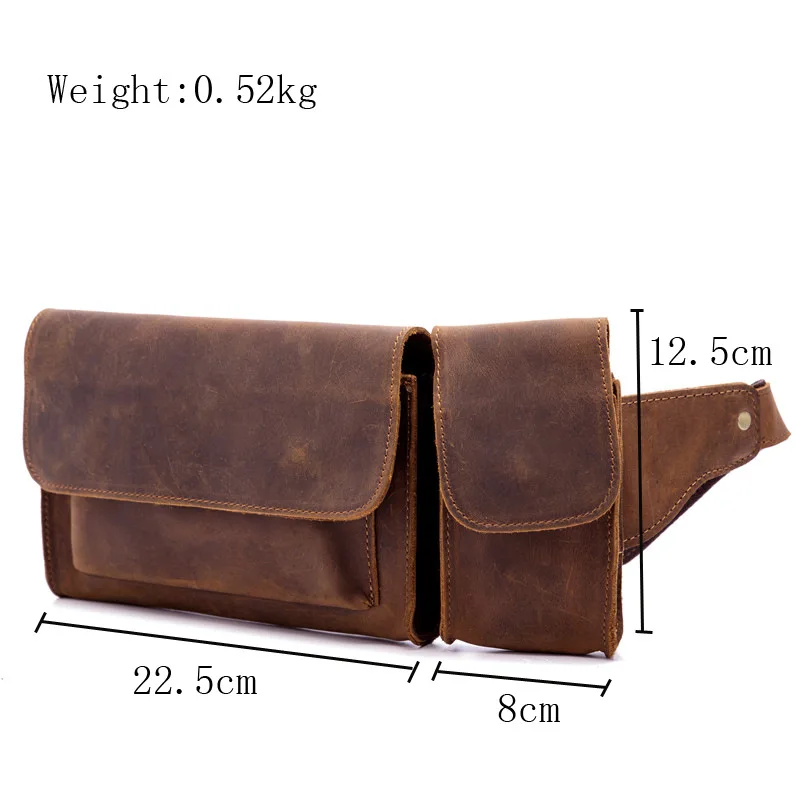 Man Genuine Leather Waist Bag Fanny Belt Packs Phone Pouch Travel Waist Hip Pack Belt Bum Leg Hip Packs for Men