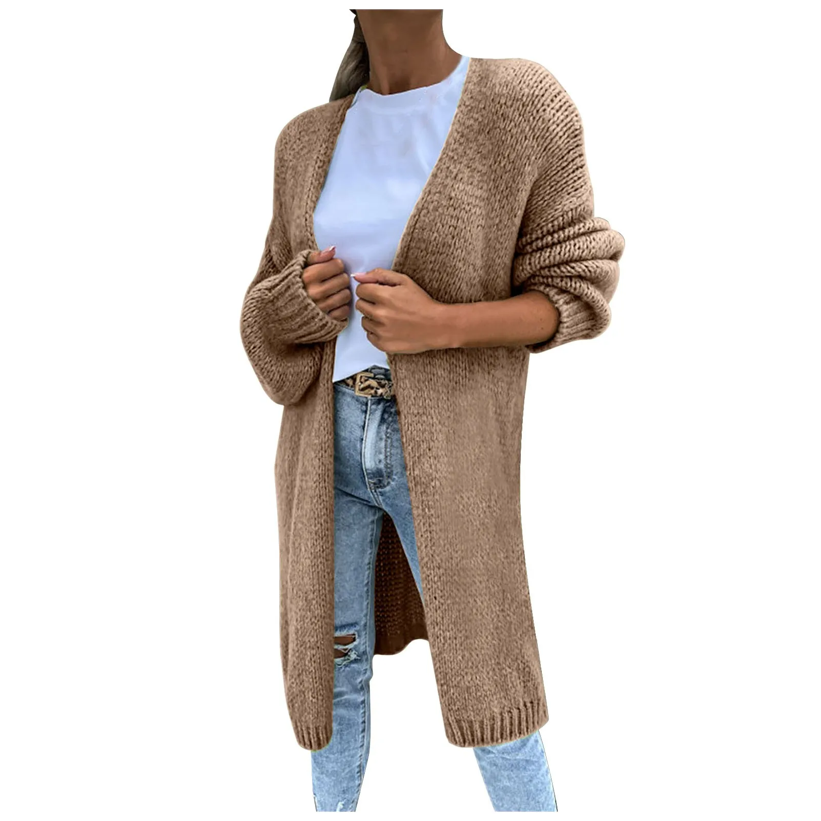 

Ladies Autumn And Winter Solid Color Long Sleeve Loose And Elegant Knit Cardigan Sweater Jacket Women's Oversized Cardigan