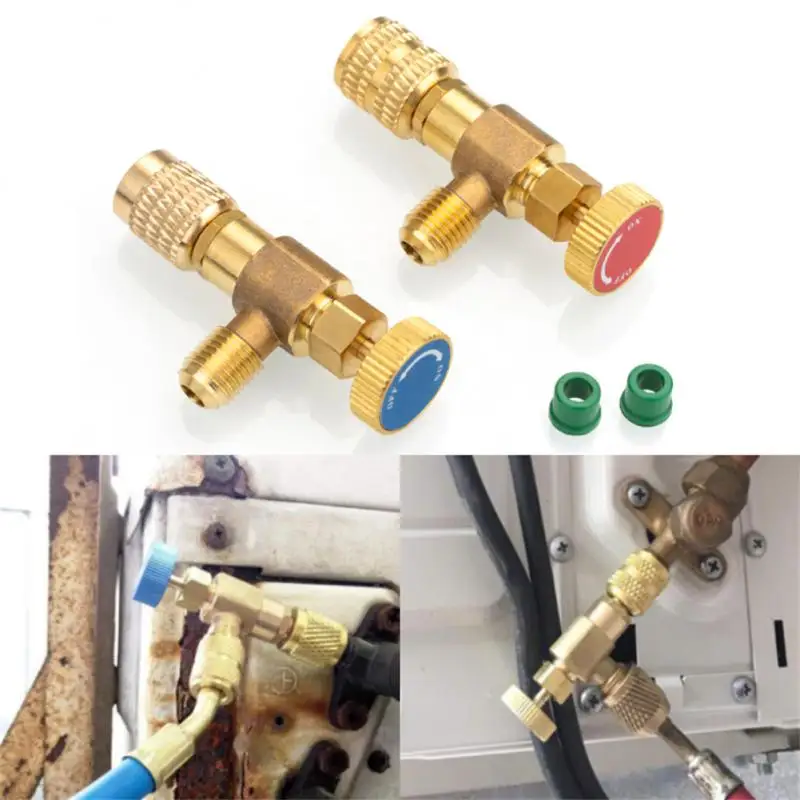 

2Pcs Air Conditioning Coolant Safety Valve Quick Coupling Air Conditioning Liquid Safety Valve R410A R22 Connection Adapter