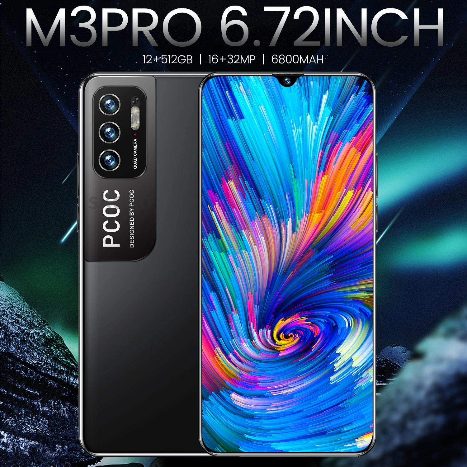 

Global Version M3Pro Smartphone Android 10.0 Mobile Phone 12GB+512GB Celular 4G 5G Unlock Cell Phones Android 10.0 Phone