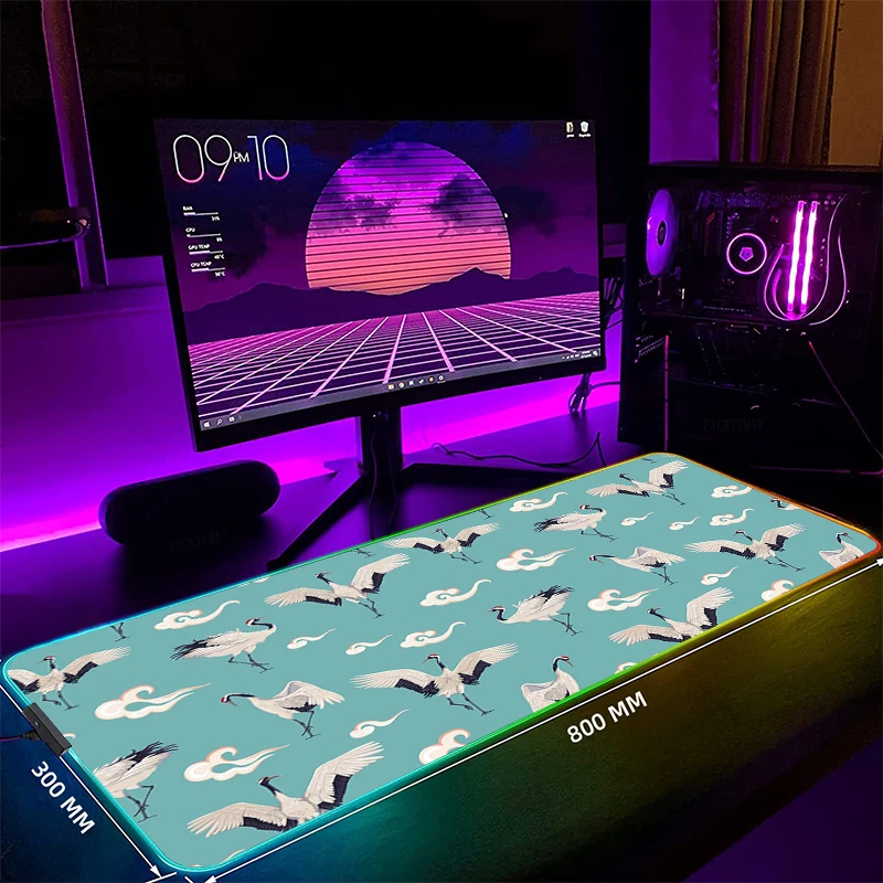 

Crane RGB Mouse Pad Large Gamer Mousepads LED Desk Rug Mouse Mat Backlit Laptop Pads Luminous Keyboard Mats