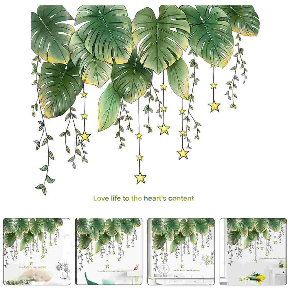 

Adhesive Wallpaper Decor Living Room Wall Stickers For Living Room Leaves Wallpaper Wall Decor Plants for Decorate Home