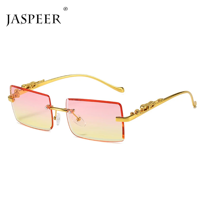 

Rimless Rectangle Sunglasses Men Women 2023 Fashion Frameless Square Sun Glasses for Ladies Shades Leopard Eyewear UV400 Oculos