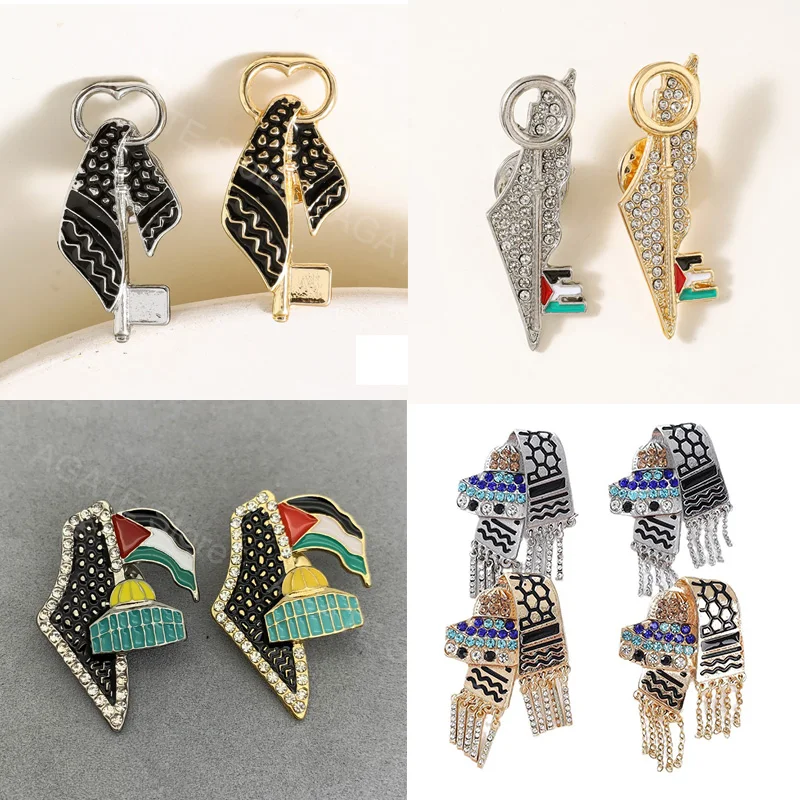 Брошь в форме ключа из нержавеющей стали Куфия кристалл Аль-Акса мечеть брошь