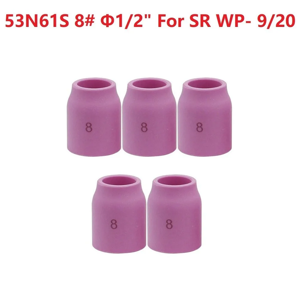 

5 шт. керамические газовые линзы, защитные чашки 53N61S #8 1/2 ", сварофонарь для сварки TIG WP-9/20 WP-17/18/26 для Rilon Riland Jasic Mitech Chiry UNT