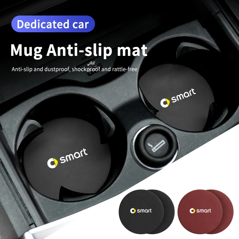 

2Pcs Car Cup Coasters Anti-slip Cup Holder Inserts Cup Pad Mats Car Interior Accessories for Smart Fortwo Forfour 451 453 450