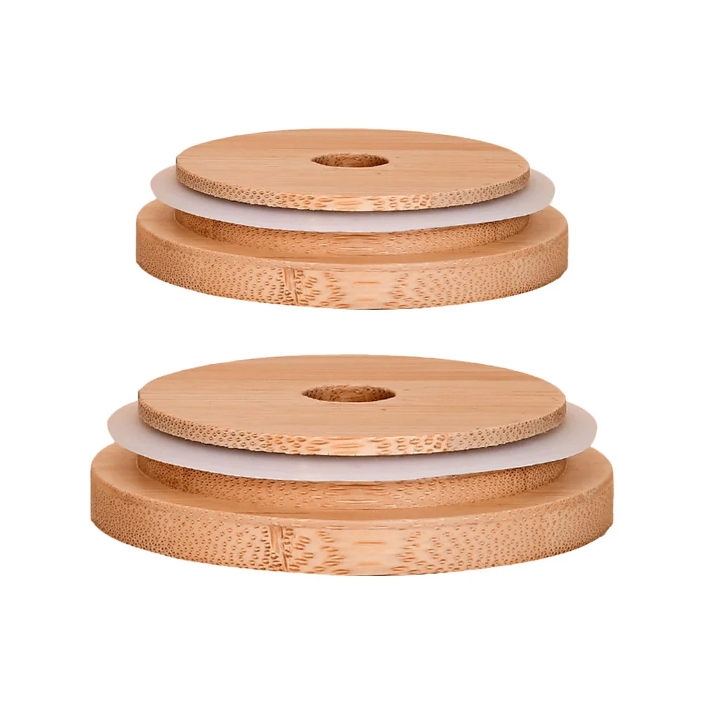 

2Pcs Multi-function Bamboo Bottle Covers Practical Straw Lids