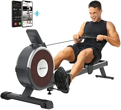 

Machine, Bluetooth Rower Machine with Dual Slide Rail, 16 Levels of Quiet Resistance, Max 350lb Weight Capacity, App Compatibl