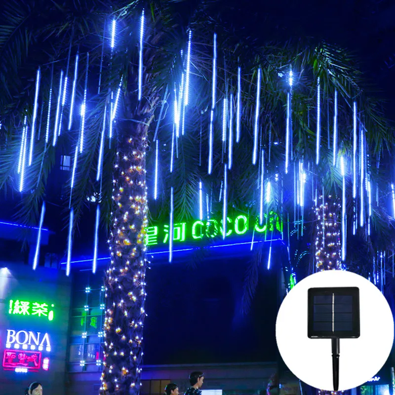 

Solar Meteor Shower String Light Fairy Christmas Tree Decorations Street Wedding Garden Garland for Decor Noel Navidad Outdoor