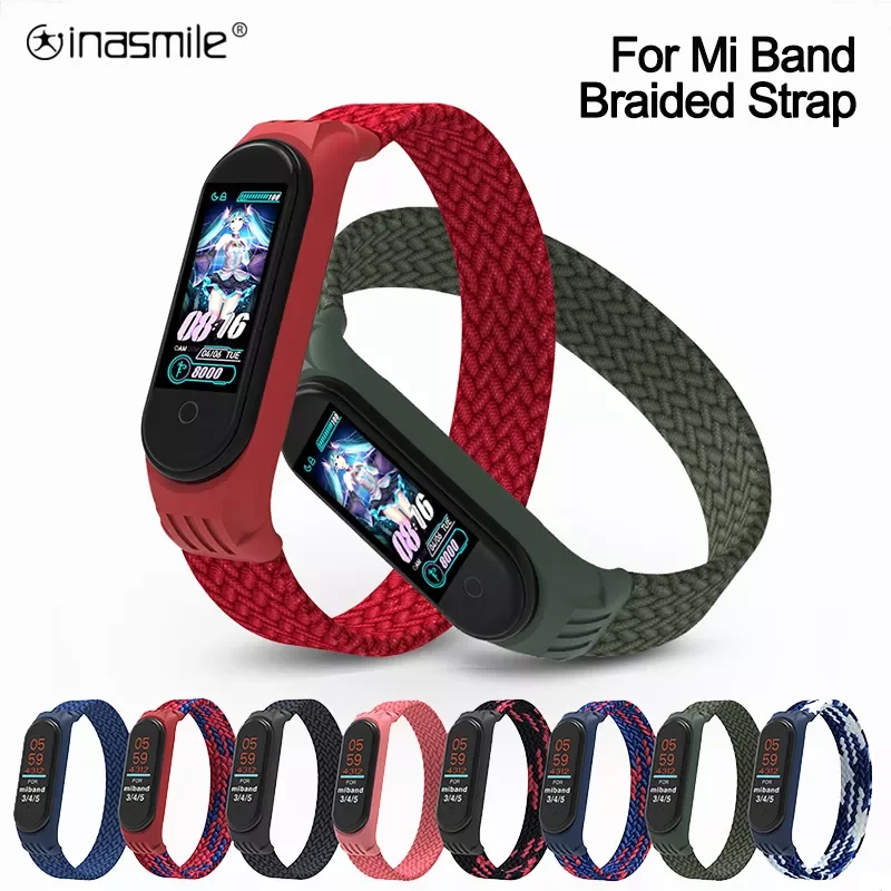 

Pretty Braided watch Strap for Mi band 5 Nylon Bracelet Solo Loop pulseira bracelet Wristband for xiaomi Miband 4 3 6 watch belt