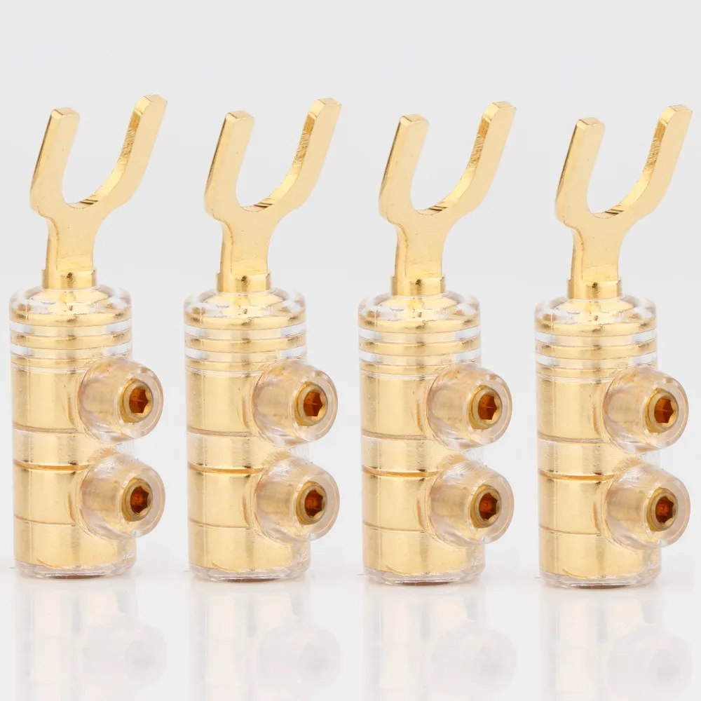 

Preffair SY1538G 24k Gold Plated Plug Speaker Y Spade Audio Screw Fork Connectors High Clear