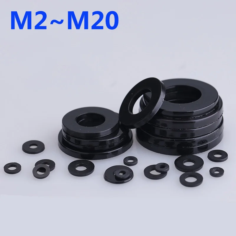 

Шайбы M2 M2 M2, 5 Φ, M14, M16, M18, M20, черные нейлоновые пластиковые плоские шайбы, плоская прокладка, изоляционные уплотнители, прокладка, кольцо