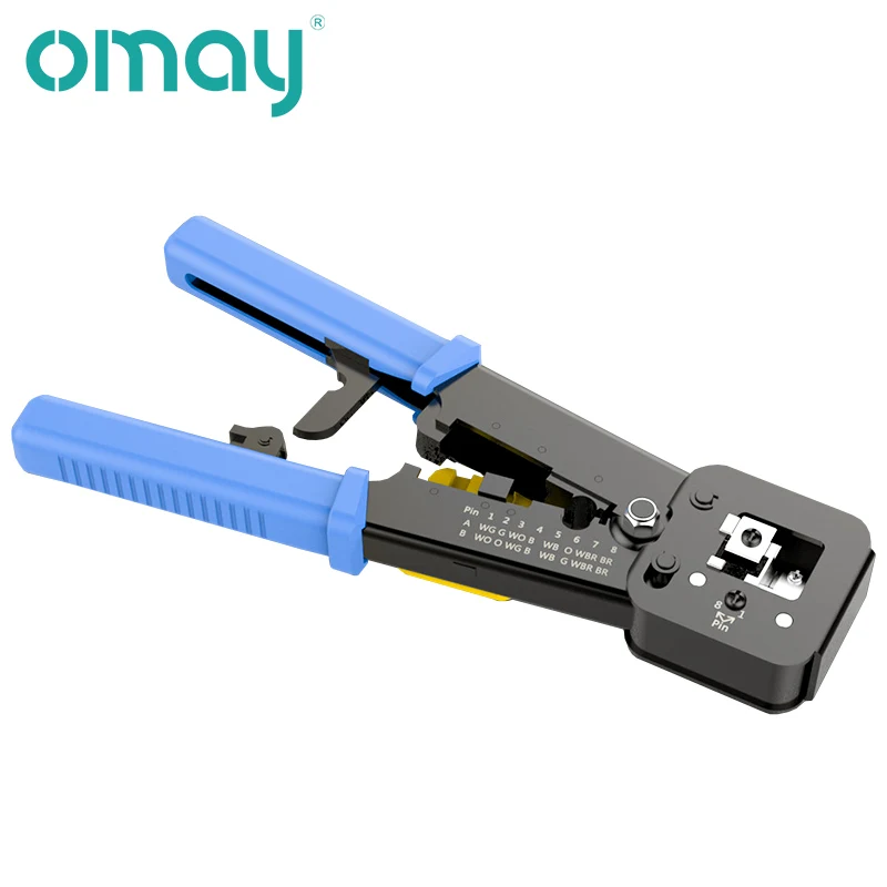 Обжимной инструмент OMAY RJ45 RJ11, инструмент для зачистки Cat5, Cat5e, Cat6, для концевых разъемов RJ12, 8P, 6P