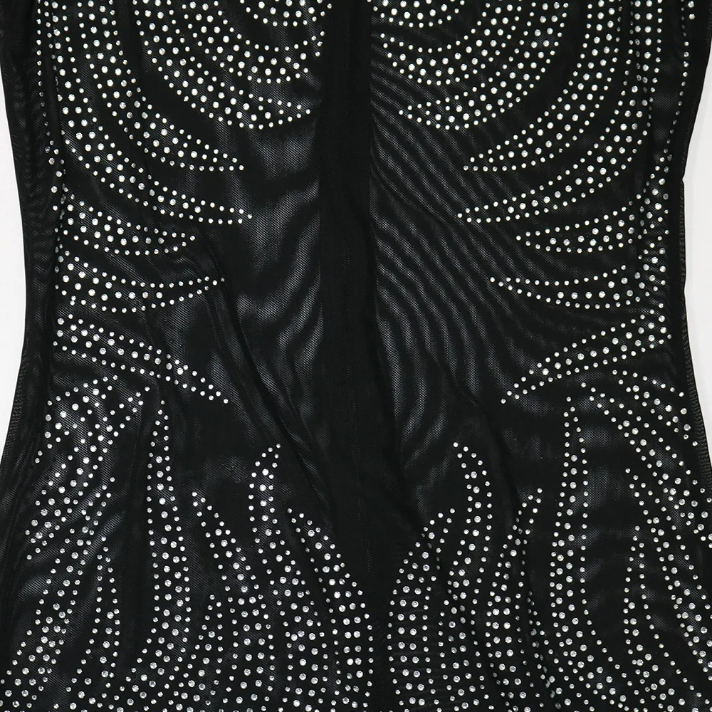 2022 Fashion Mermaid Dress Sequins Dress Solid Transparent Diamond O-neck Long Sleeve Sexy Club Dress Maxi Dresses Vestidos