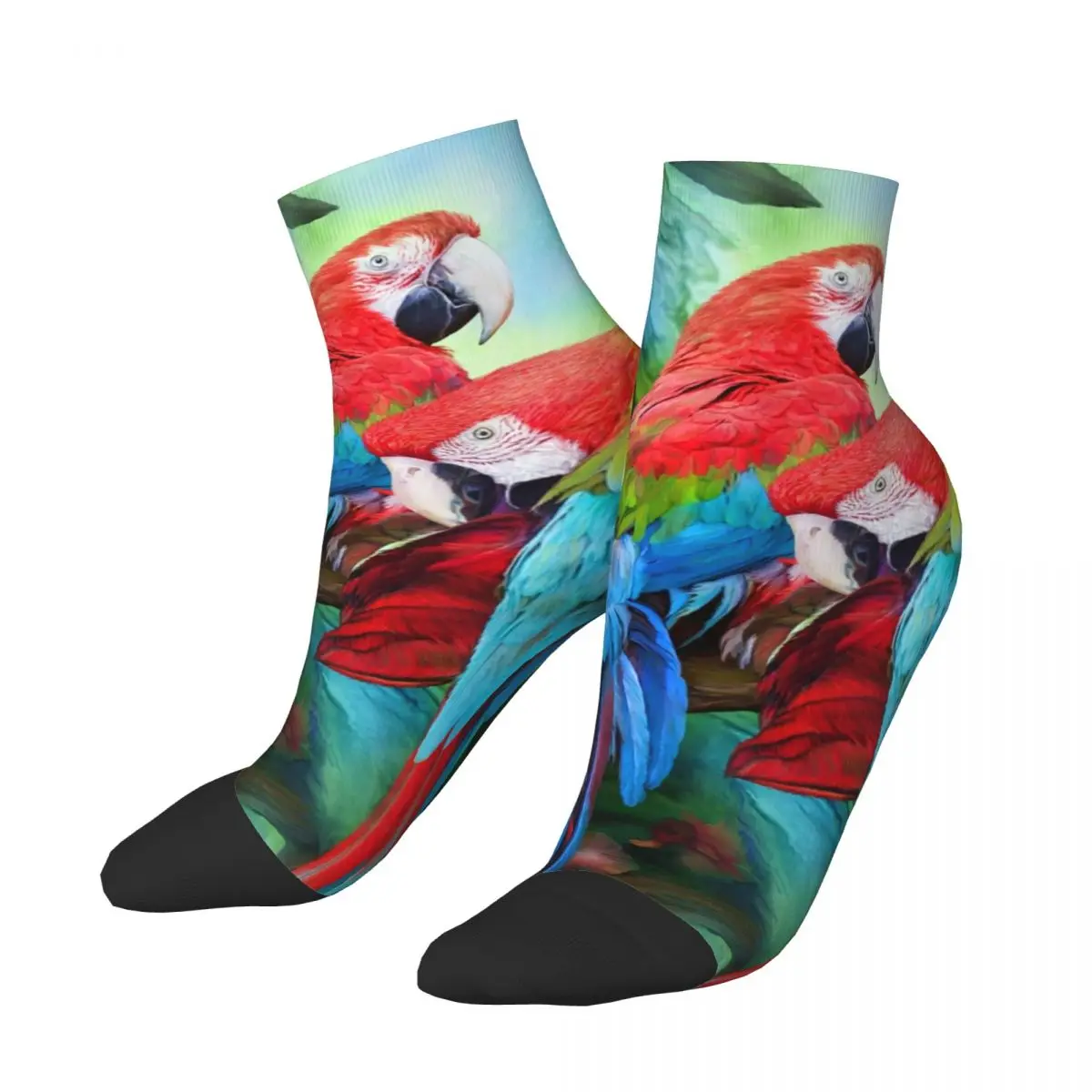 

Colorful Tropic Spirits Cockatiel Skateboard Short Socks Animal Macaws Parrots Polyester Crew Socks for Women Men Breathable
