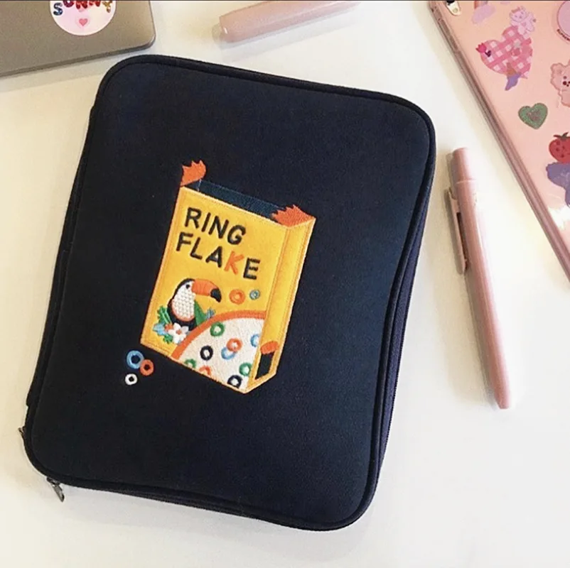 

New Korean embroidery toast iPad Tablet laptop inside bag 11 "13" digital storage bag in hand Tablet Case Pouch