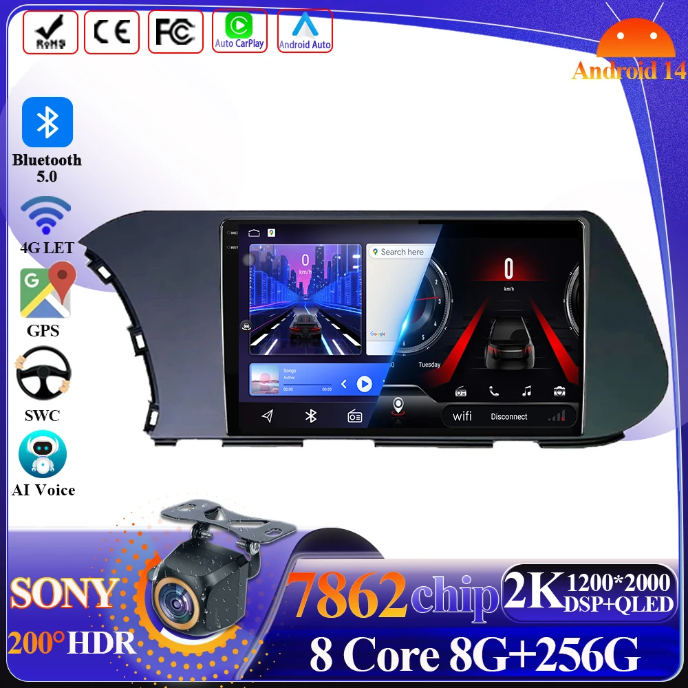 Android 14 беспроводной Автомобильный плеер для Hyundai I20 2021-2022 головное устройство