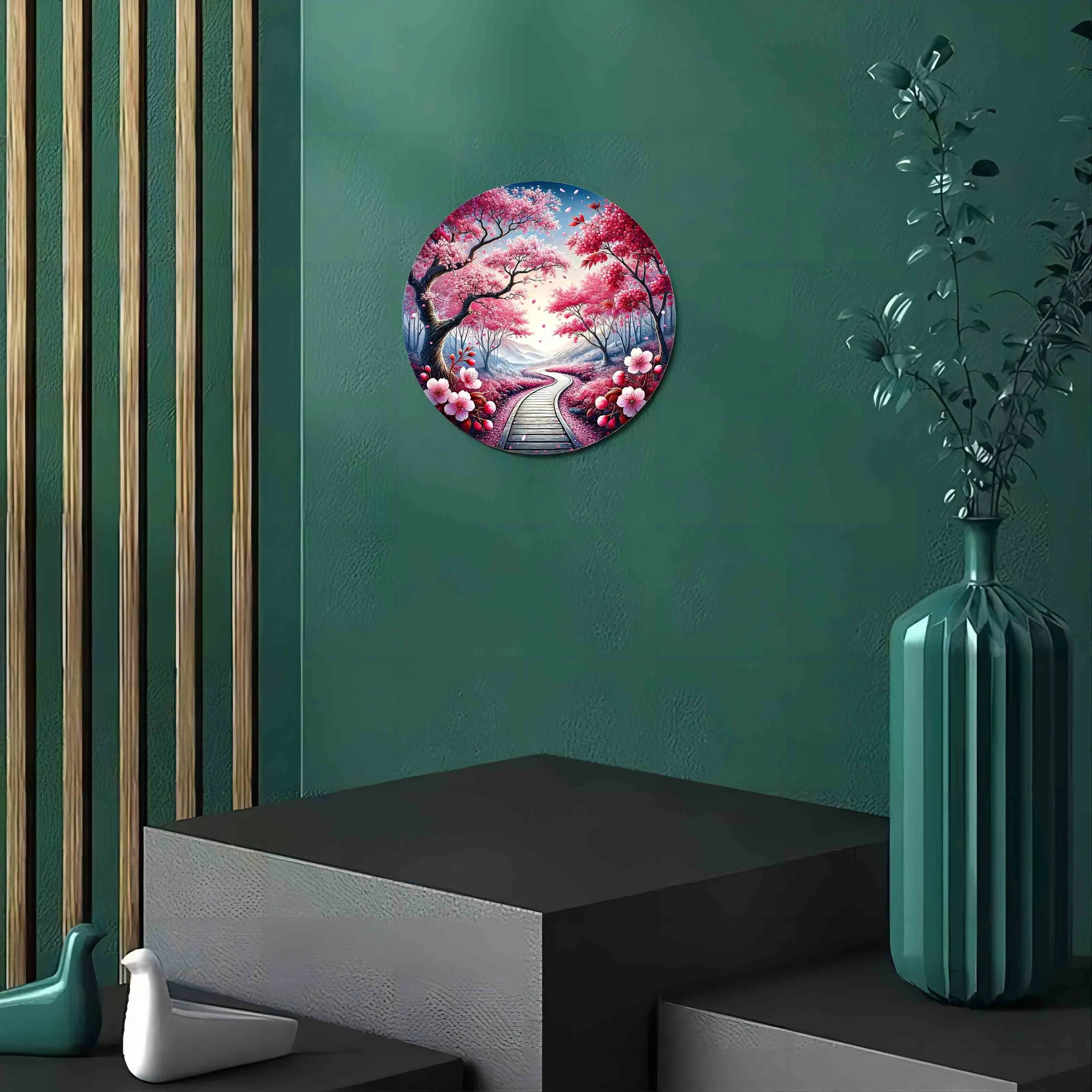 Алюминиевая Настенная картина вишневый цвет круглая 2D постер на стену 8 дюймов