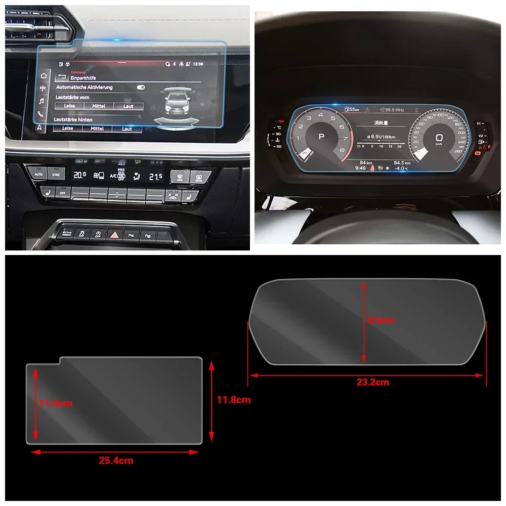 

Для Audi A3 8Y 2021 2022 автомобильная мультимедийная приборная панель приборная панель GPS-навигация ЖК-экран закаленное стекло защитная пленка