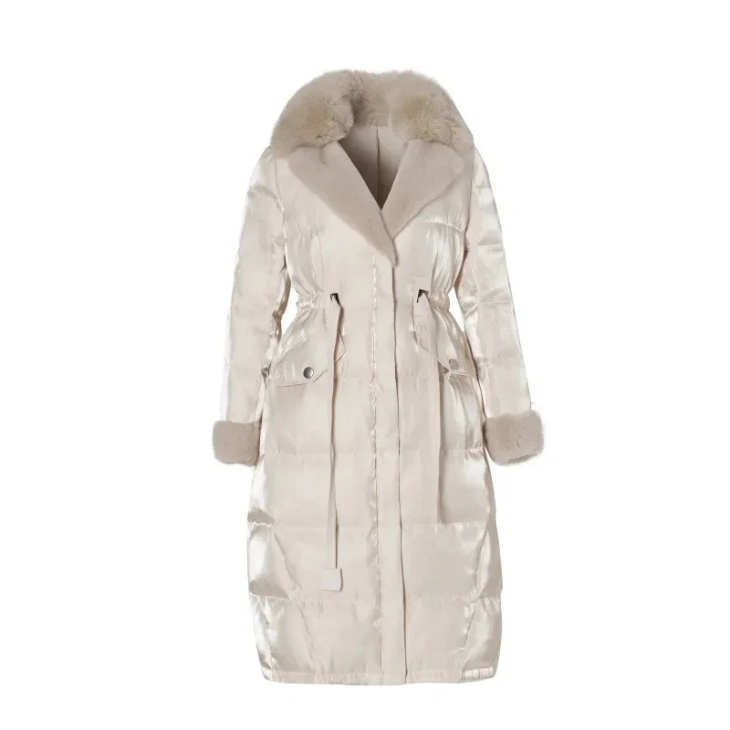 Down Cotton Jacket Women 2022 Winter New Large Size Waist Thick Fur Collar Padded Jacket Fashion Slim Versatile Casual Parkas