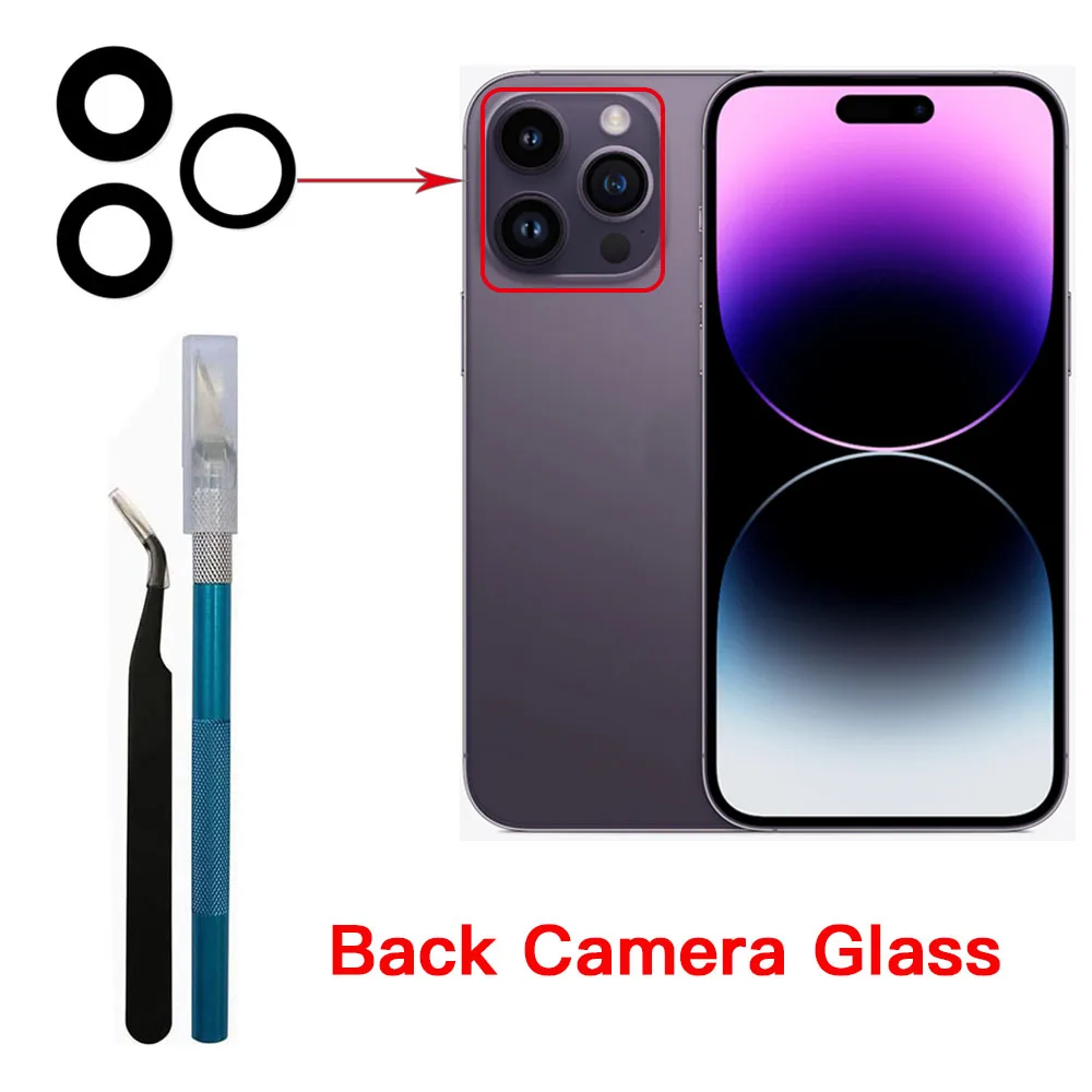 Фото Замена стекла объектива задней камеры для iPhone 14 15 Plus X XR XS 11 12 13 Mini Pro Max с наклейкой 3 м и инструментами для ремонта №2