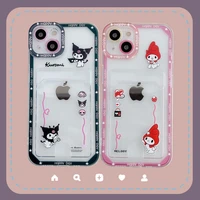 sanrio my melody kuromi with card sleeve phone cases for iphone 13 12 11 pro max xr xs max 8 x 7 se 2020 back cover