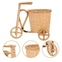 rattan tricycle bike flower basket vase rattan flower basket wedding flower girl baskets rustic woven storage basket for