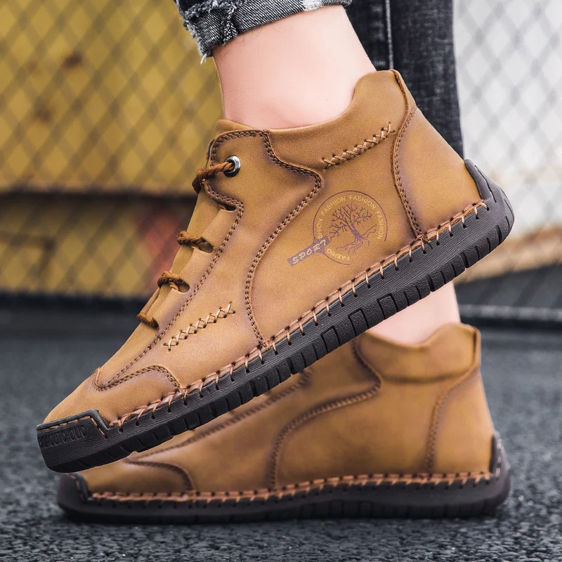 

Comfortable Casual Leather Shoes Men Sneakers vulcanized Loafers Handmade Men Shoe Breathable Flats Shoe Hot Sale Moccasins