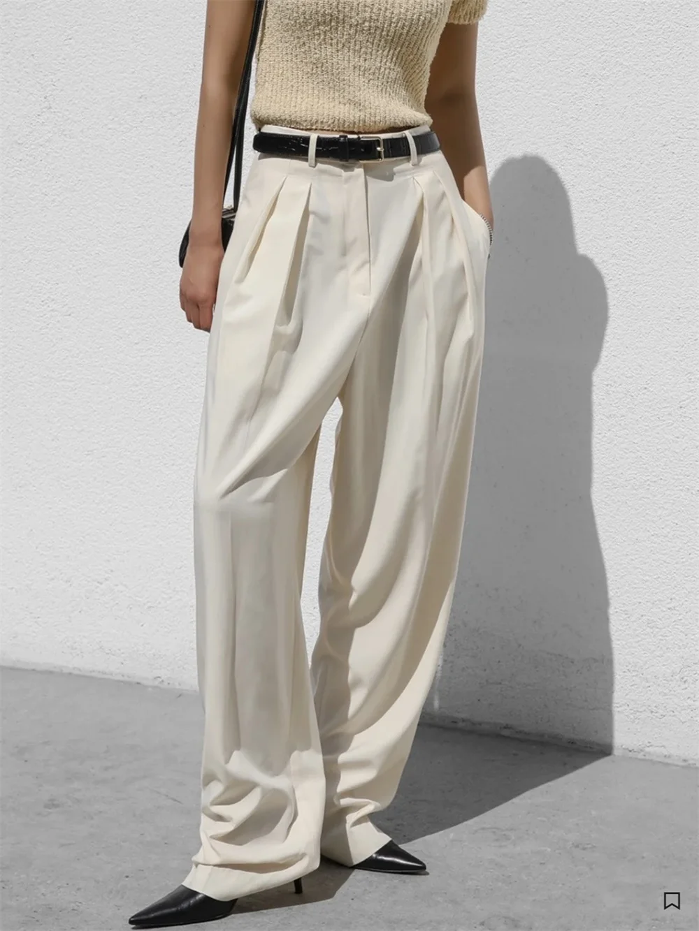 Women High Waist Casual Loose Long Pants 2023 Summer New Solid Color Ladies All-Match Straight Wide Leg Trousers