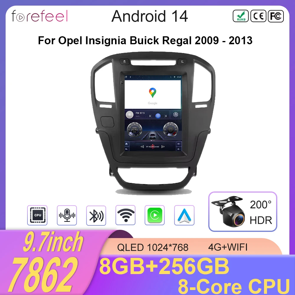 9 7-дюймовый Android 14 для Opel Insignia Buick Regal 2009-2013 Carplay GPS-навигация BT с сенсорным экраном