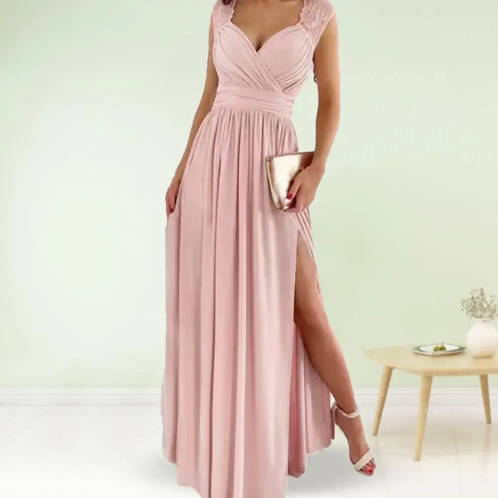 

Holiday Dress High-Waist Soft Texture Slim Fit Side Split Hem Elegant Long Dress Maxi Dress Female Clothing 2022 Maxi Dress