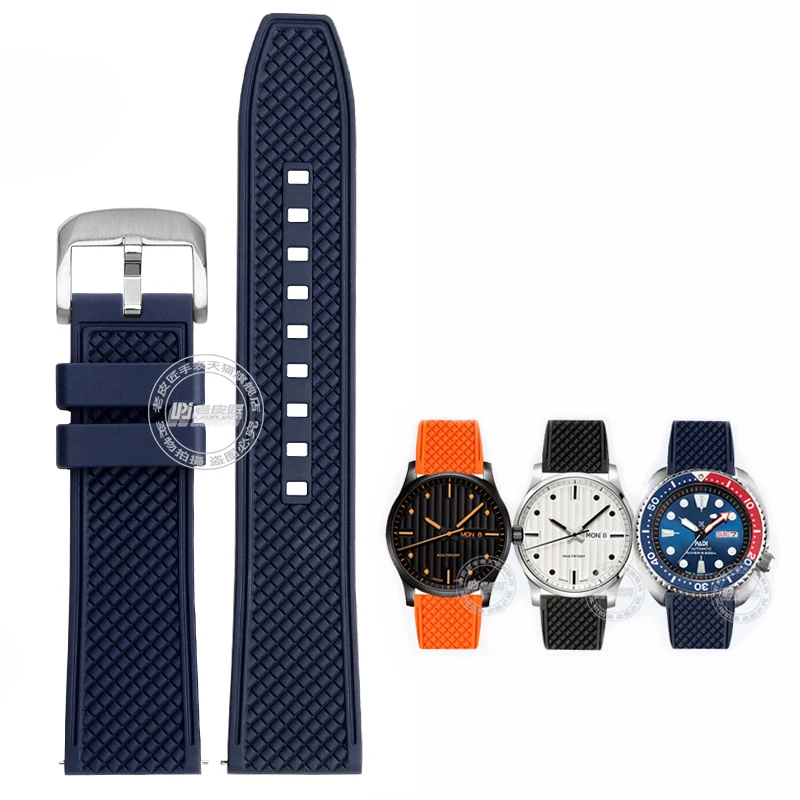 

20mm 21mm 22mm fluororubber Strap for Longines IWC Portugal Seiko Canned Food Outdoor Sports Watchband Rubber Watch Bracelet