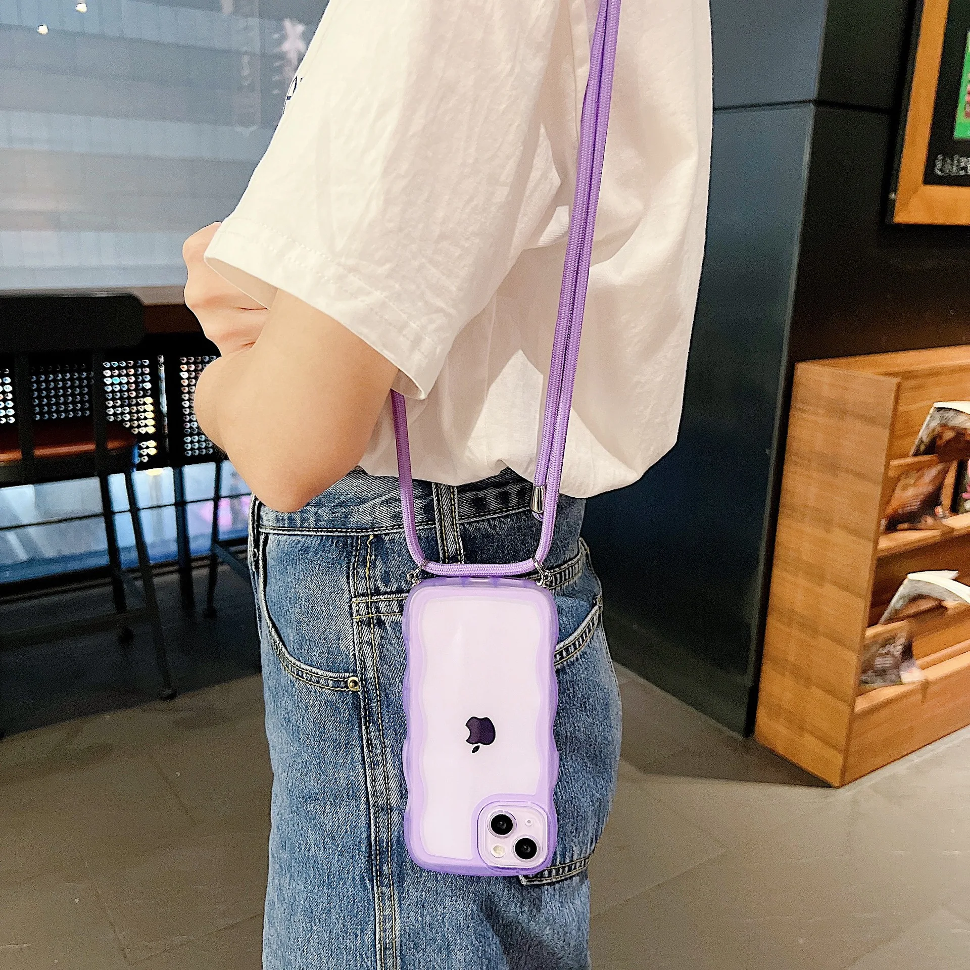 

Cute Curly Wavy Soft Phone Case For Xiaomi mi 11 12 10 5G Redmi Note 9 Pro 11S Lanyard Necklace Shoulder Neck Strap Cord Cover