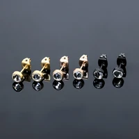 1pc g23 titanium famale 18k gold plated stud earrings crystal gem rose gold black 3 5mm options round ear studs hypoallergenic