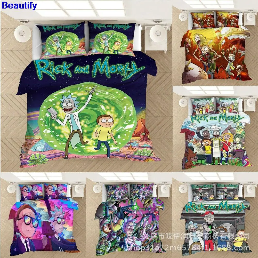 

Beautify Rick Morti Bedding Set 2/3Pcs Duvet Cover & Pillowcase(s) 3D Printed Quilt Cover Home Textile Gift
