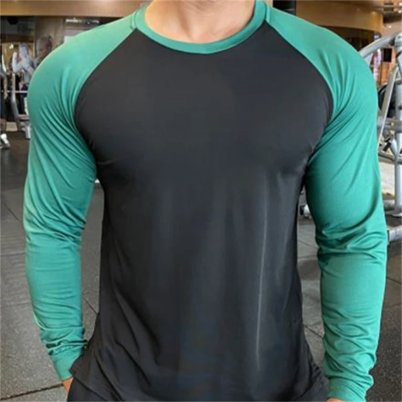 Fitness Training T-shirts Men Running Sportwear Long Sleeve Tops Quick Dry Breathable Sweatshirts Workout Bodybuiding Hiking Tee