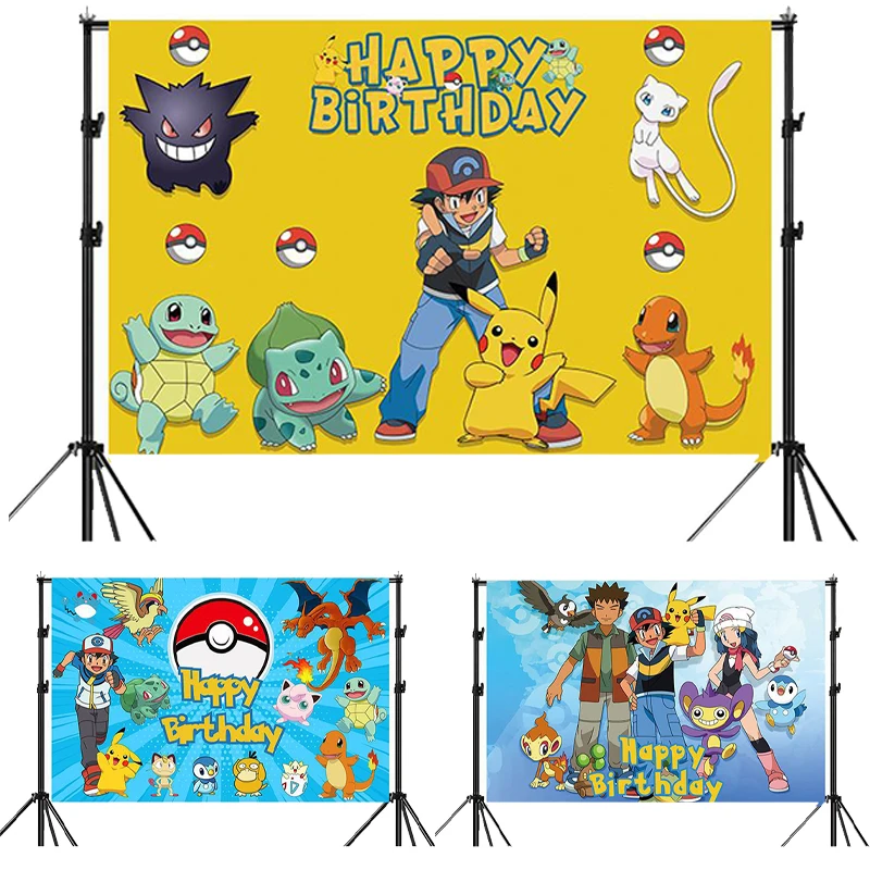 

Pokemon Pikachu Backdrop Banner Photography Anime Print Vinyl Background Professional Child Birthday Backdrops Party Decorations