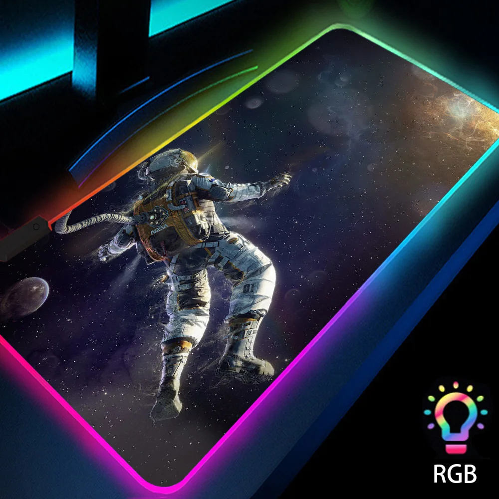 

Astronauta Mouse Pad with Backlight Gaming Accessories Room Decor 800X300 XXL LED RGB PC Personalized Gaming Laptops Rubber Mats