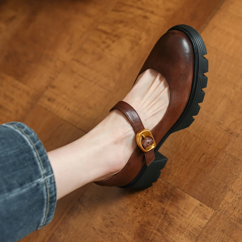 Женские элегантные туфли Мэри Джейн на каблуке во французском стиле с одним