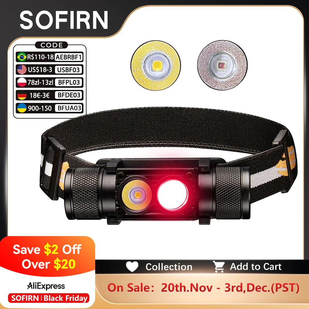 

Sofirn H25LR Налобный фонарь с красным и белым светом