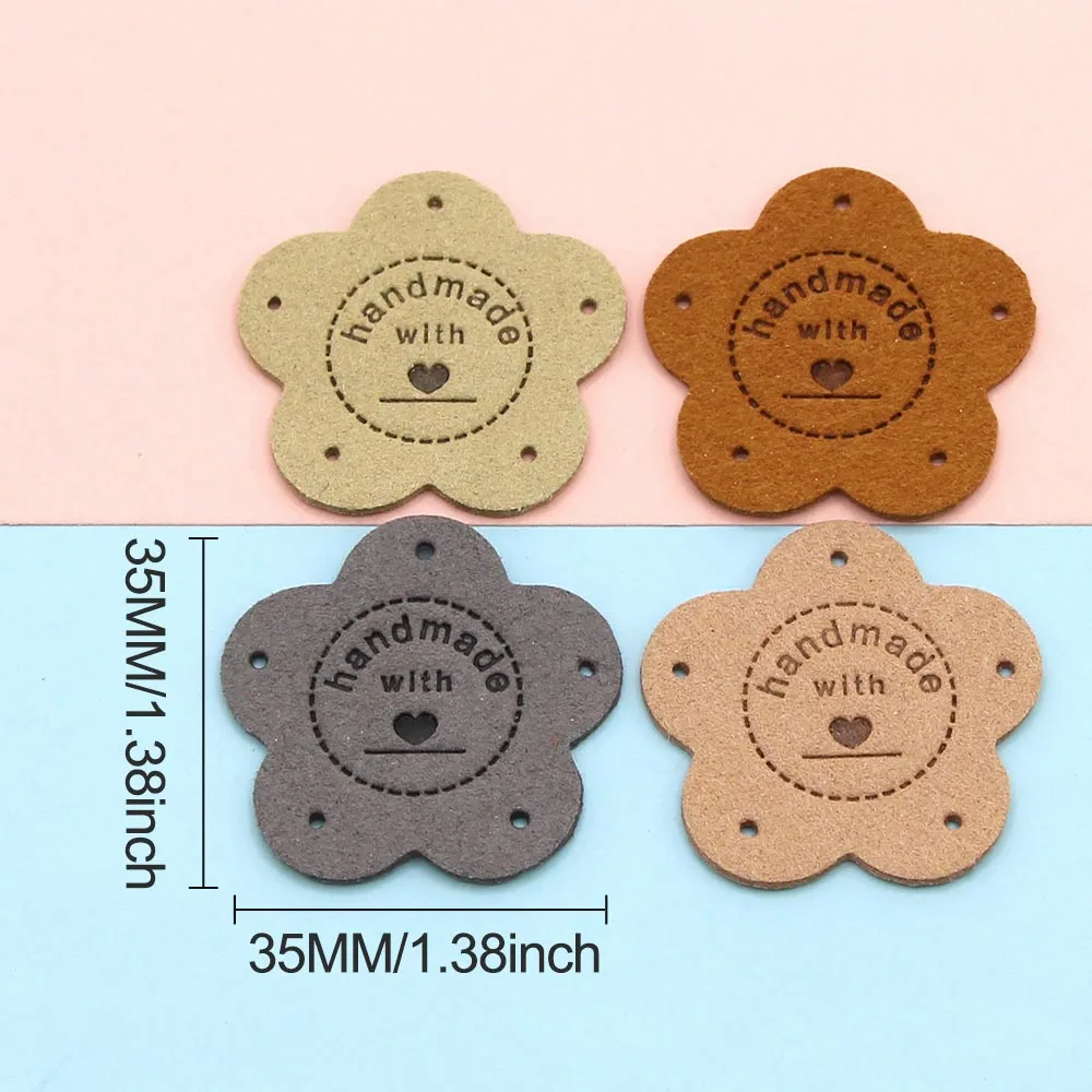 20 шт. Цветочные этикетки ручной работы с любовью кожаные бирки для шляпы вязаная