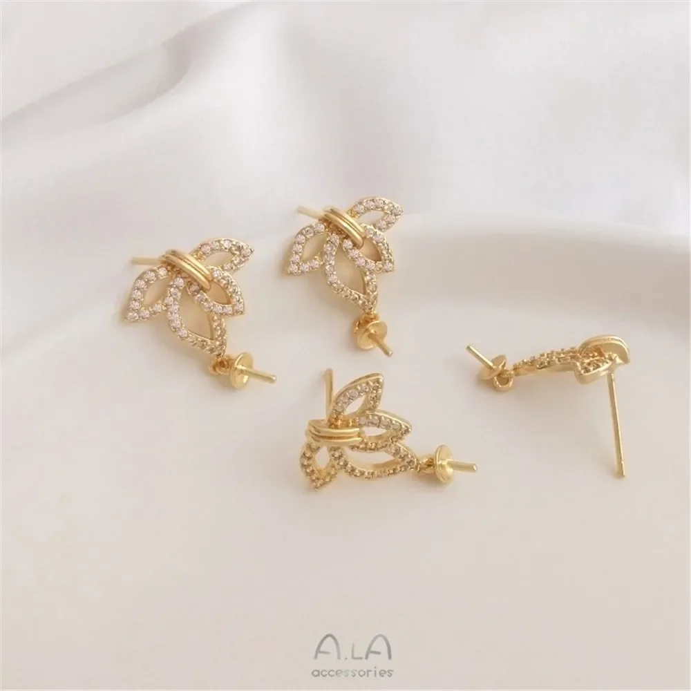 14-каратное золото инкрустированный цирконием модные висячие серьги в форме