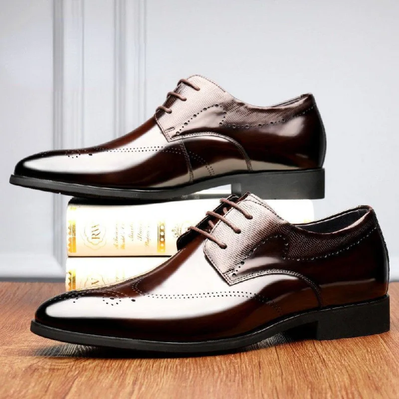 

Men Oxfords Shoes Male Formal Shoes Patent leather Men Brogues Shoes Lace-Up Bullock Business Dress 2023 Men Large sizes 38-48